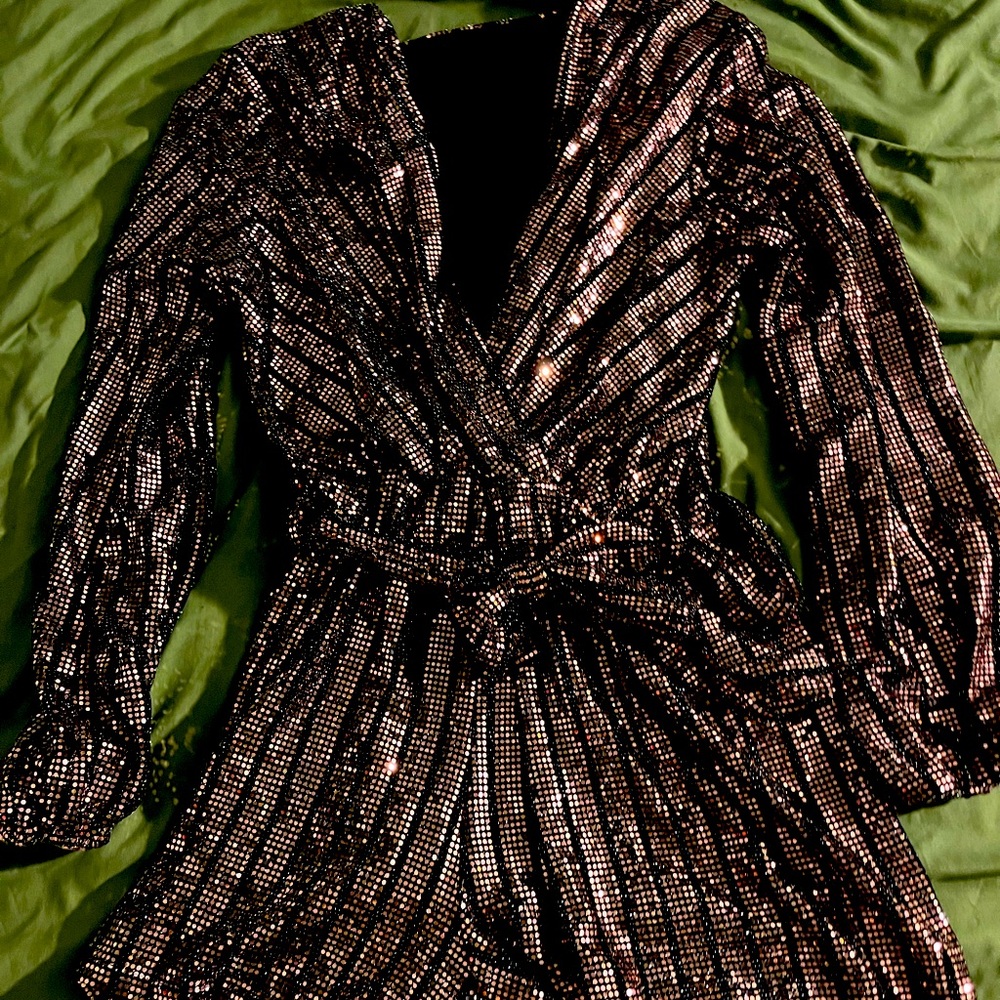 Quiz- Pink and black shimmer romper size US 10